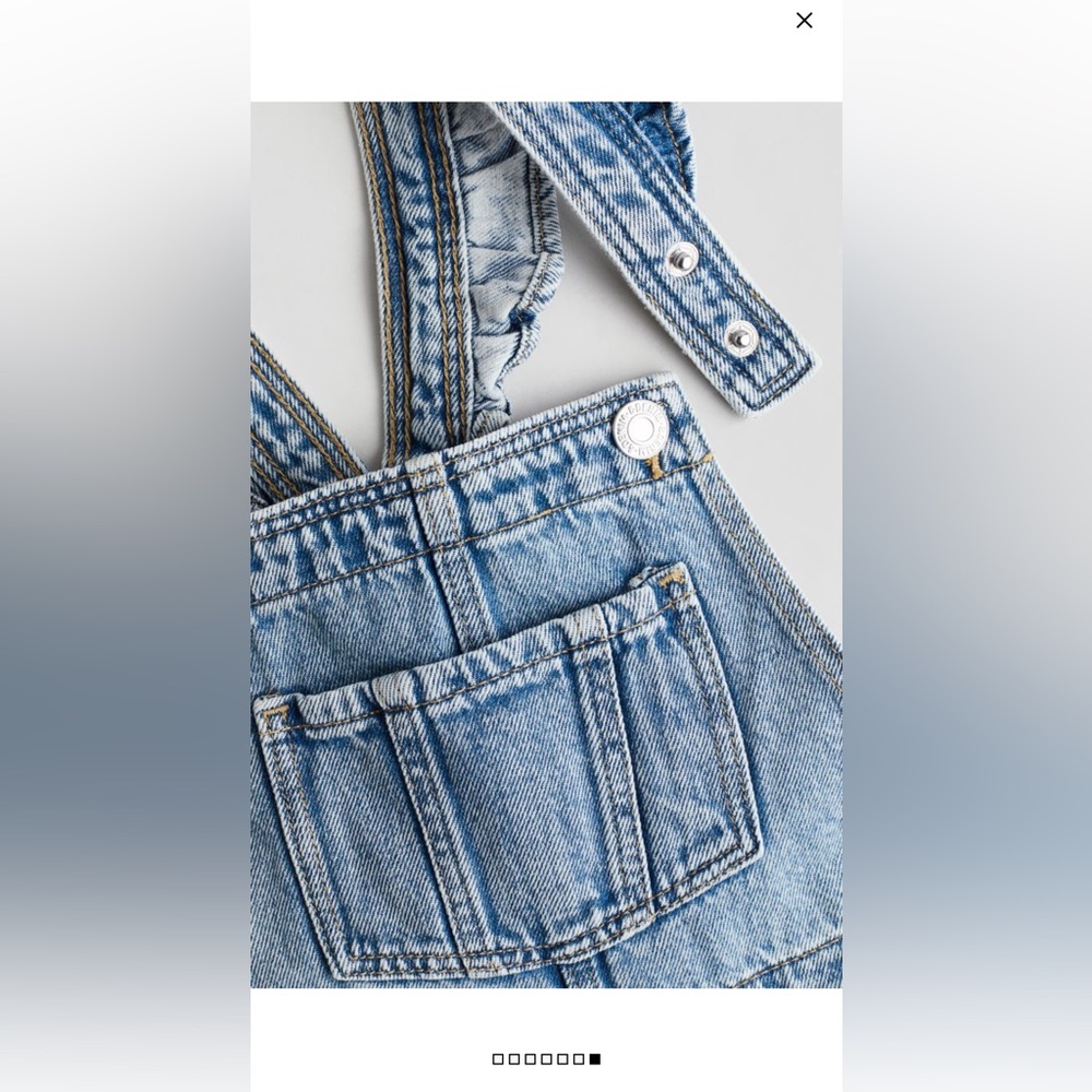 JEAN SHORT OVERALLS WITH ADJUSTABLE SNAP BUTTON FASTENER SUSPENDERS - Picture 3 of 15